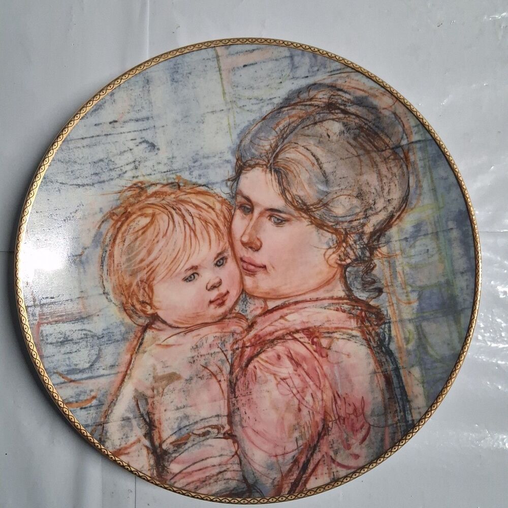 Edna Hibel A Time To Embrace Collectors March Of Dimes Porcelain Plate 1990